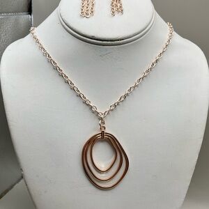 Elegant Rose Gold Layered Necklace and Earring Set